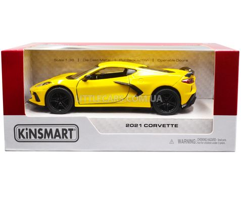 Металлическая машинка Chevrolet Corvette 2021 1:36 Kinsmart KT5432W желтый Kt5432WY фото