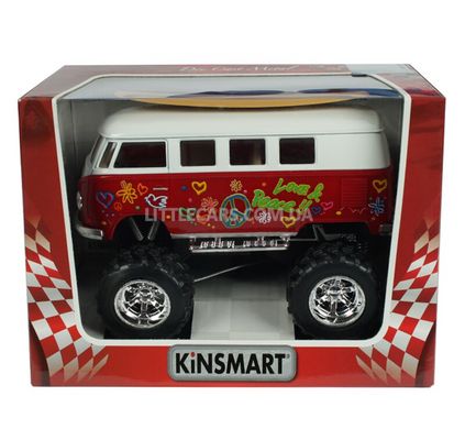 Металлическая модель машины Kinsmart VW Classical Bus 1962 OFF Road красный с доской KT5060WFBS1R фото