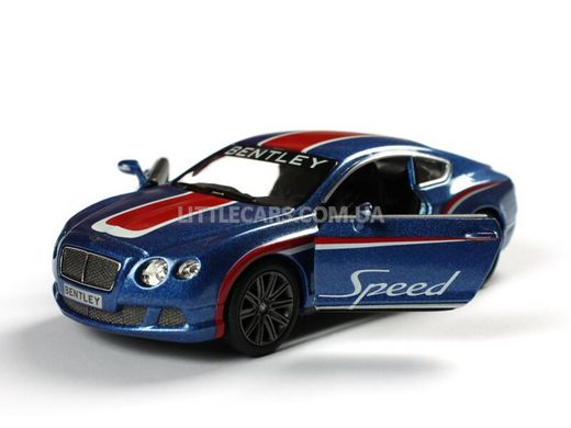 Іграшкова металева машинка Kinsmart Bentley Continental GT Speed 2012 синій з наклейкою KT5369WFB фото