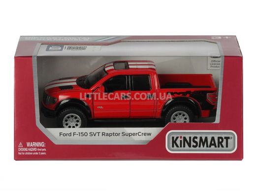 Іграшкова металева машинка Kinsmart Ford F-150 SVT Raptor Super Crew червоний з наклейкою KT5365WFR фото