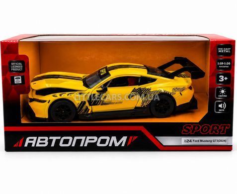 Іграшкова металева машинка Ford Mustang GT3 1:24 Автопром 661293A жовтий 661293AY фото