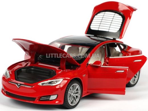 Іграшкова металева машинка Tesla Model S 2016 100D Автопром 6614 1:32 червона 6614R фото