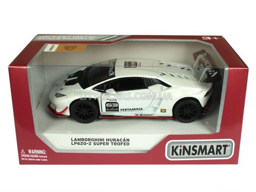 Іграшкова металева машинка Kinsmart Lamborghini Huracan LP620-2 SUPER TROFEO білий KT5389WW фото