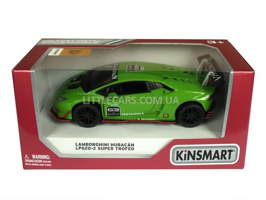 Іграшкова металева машинка Kinsmart Lamborghini Huracan LP620-2 SUPER TROFEO зелений KT5389WGN фото