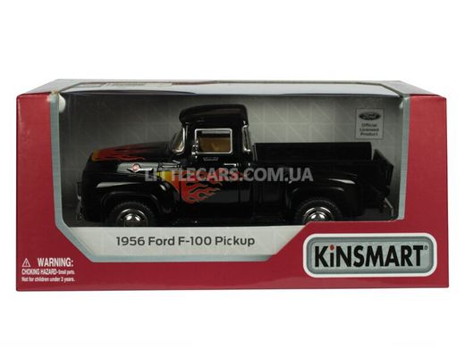Іграшкова металева машинка Kinsmart Ford F-100 Pick-UP 1956 чорний з наклейкою KT5385WFBL фото
