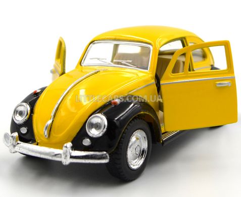 Іграшкова металева машинка Kinsmart KT5057W Volkswagen Beetle Classical 1967 чорно-жовтий KT5057WEY фото