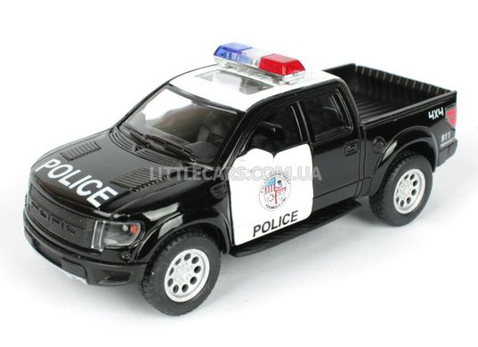 Іграшкова металева машинка Kinsmart Ford F-150 Raptor Super Crew поліцейский джип KT5365WPP фото