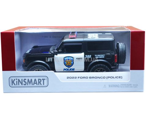 Полицейская металлическая машинка Ford Bronco 2022 1:34 Kinsmart KT5438W черный KT5438WP фото