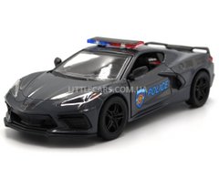 Поліцейська металева машинка Chevrolet Corvette 2021 1:36 Kinsmart KT5432W сірий KT5432WPR фото