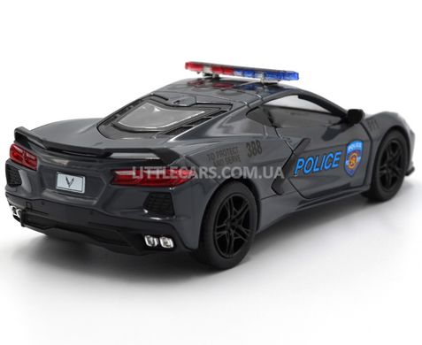 Полицейская металлическая машинка Chevrolet Corvette 2021 1:36 Kinsmart KT5432W серый KT5432WPR фото