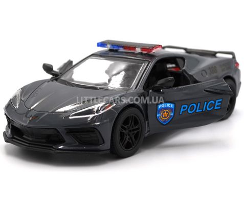 Полицейская металлическая машинка Chevrolet Corvette 2021 1:36 Kinsmart KT5432W серый KT5432WPR фото