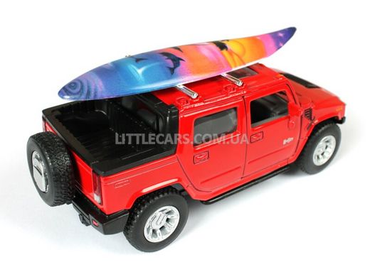 Іграшкова металева машинка Kinsmart Hummer H2 SUT 2005 червоний з дошкою для серфінгу KT5097WSR фото