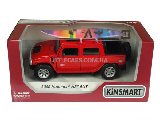 Іграшкова металева машинка Kinsmart Hummer H2 SUT 2005 червоний з дошкою для серфінгу KT5097WSR фото