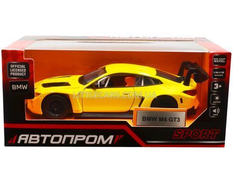 Іграшкова машинка BMW M4 GT3 1:32 Автопром 68715 жовта 68715Y фото
