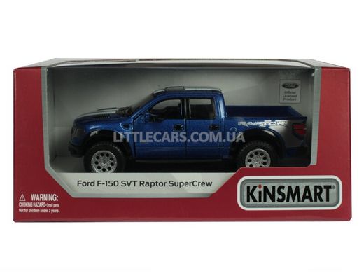 Іграшкова металева машинка Kinsmart Ford F-150 SVT Raptor Super Crew синій з наклейкою KT5365WFB фото