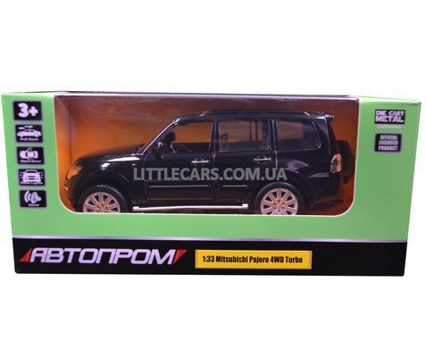 Металева модель машини Mitsubishi Pajero 4WD Turbo Автопром 68463 1:33 чорний 68463BL фото