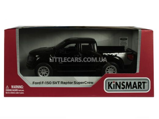 Іграшкова металева машинка Kinsmart Ford F-150 SVT Raptor Super Crew чорний KT5365WBL фото