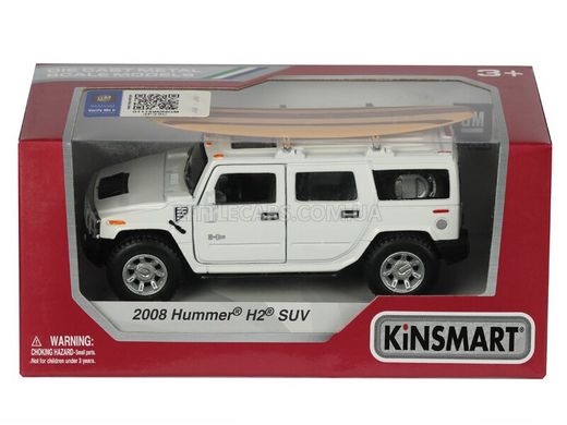 Іграшкова металева машинка Kinsmart Hummer H2 SUV 2008 білий з дошкою для серфінгу KT5337WS1W фото