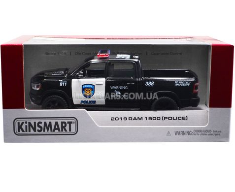 Поліцейська металева машинка Dodge RAM 1500 2019 Kinsmart KT5413W 1:46 чорний KT5413WP фото