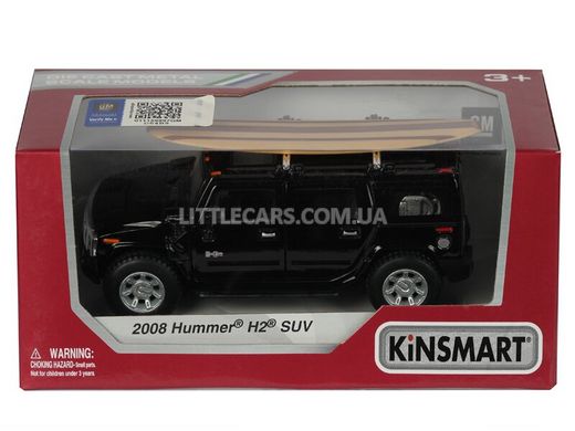 Моделька машины Kinsmart Hummer H2 SUV 2008 черный с доской для серфинга KT5337WS1BL фото